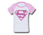 Supergirl Girls Pink Pattern Symbol T-Shirt