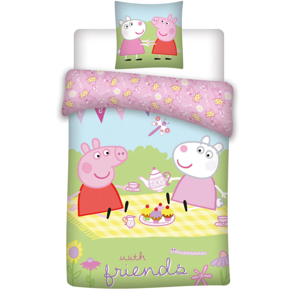 Peppa Pig Tea Party Cotton Quilt Cover Set for Toddler Bed