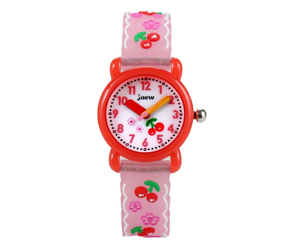 WIWU Cartoon Cherry Waterproof Kids Watch for 3-10 Year Girls-Red