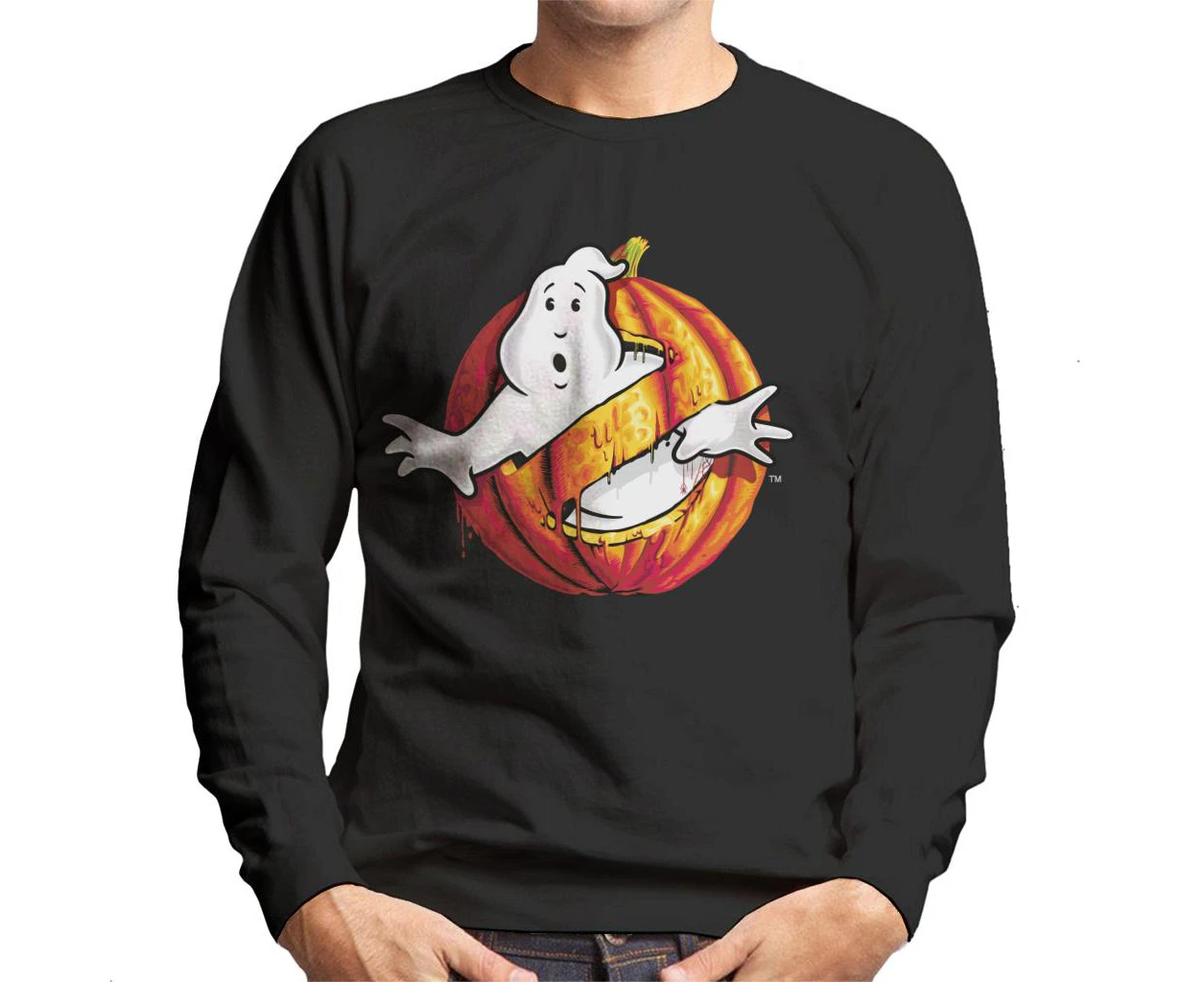 Ghostbusters Pumpkin No Ghost Logo Men's Sweatshirt - Black