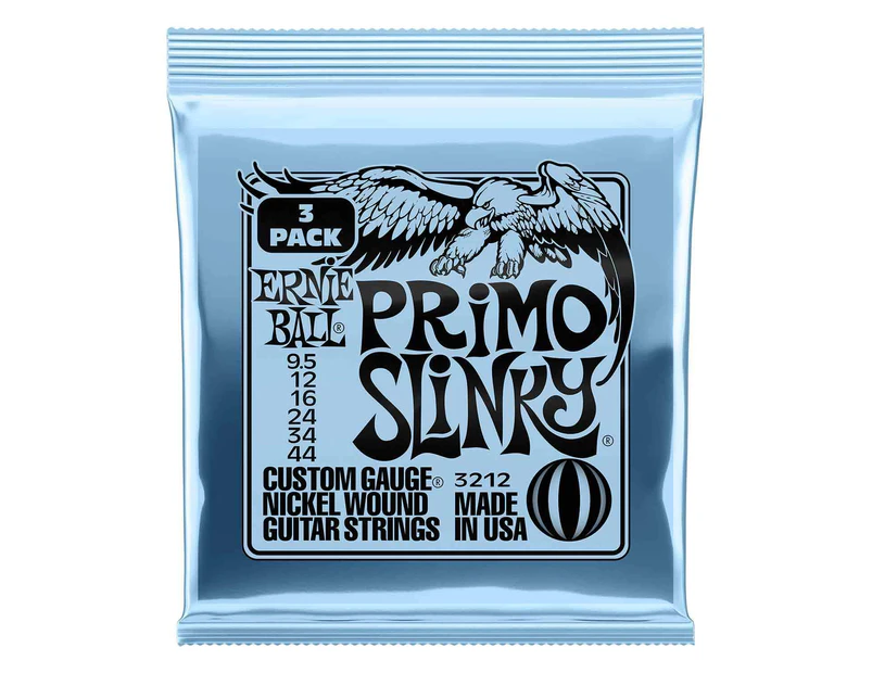 Ernie Ball 3212 9.5-44 Primo Slinky Electric Guitar Strings 3 Pack