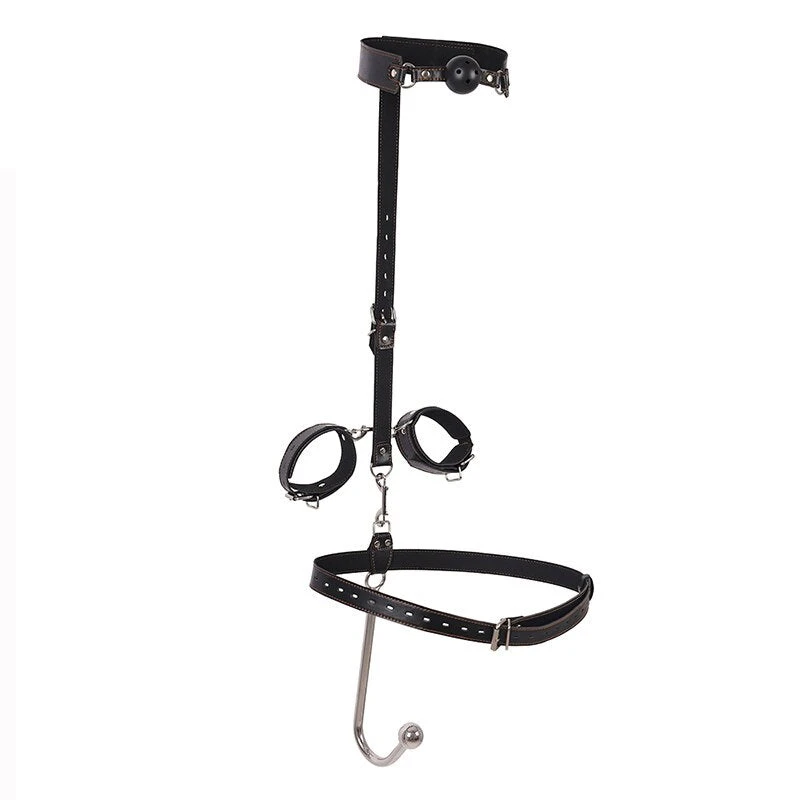 BDSM Mouth Gag & Handcuffs Bondage Kit Restraint Harness with Anal Hook / 3 Editions - One Ball