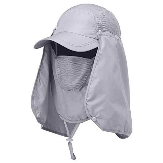 Hats & Headwear Hats Headwear Sun Fishing With Face Masks Outdoor Windproof Neck Grey