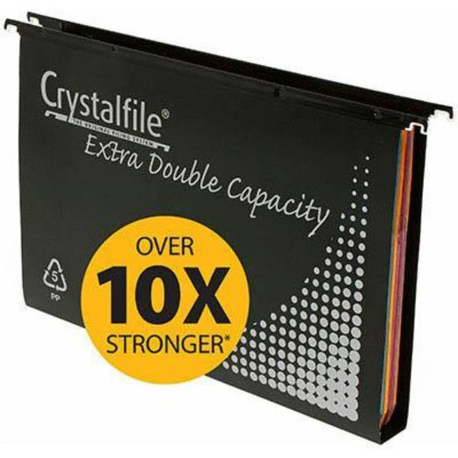 Crystalfile Extra Double Capacity Suspension Files Heavy Duty 30mm Black Box 10