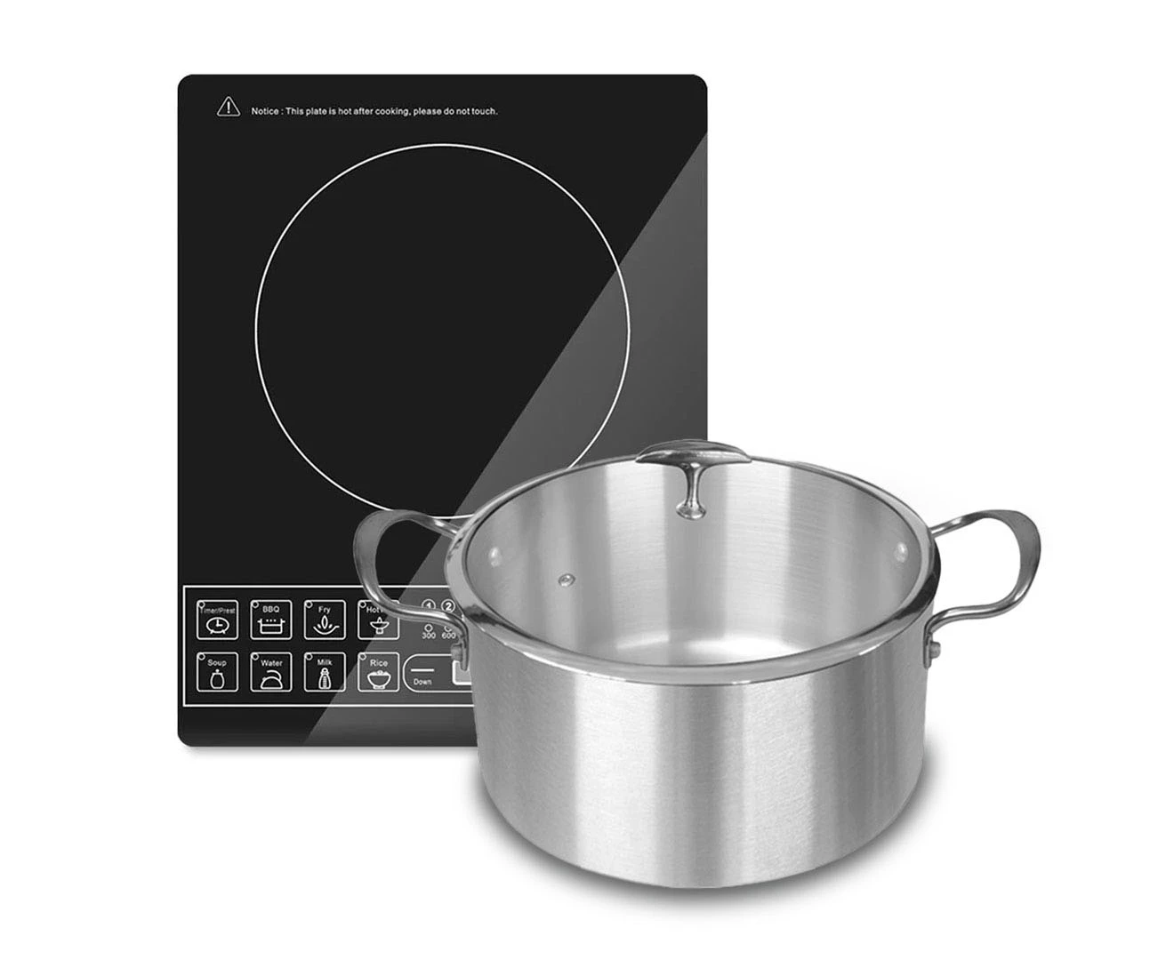 SOGA Electric Smart Induction Cooktop and 30cm Stainless Steel Induction Casserole Cookware