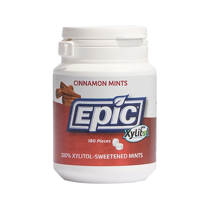 Epic Xylitol (SugarFree) Mints Cinnamon Tub 180 Piece