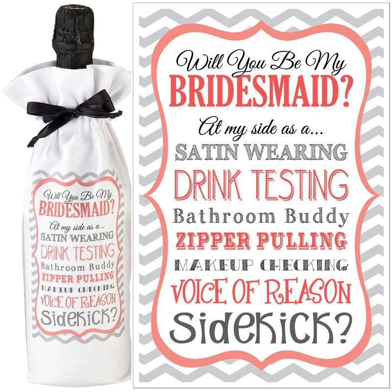 Will You Be My Bridesmaid Wine Bottle Gift Box Wedding Ask Proposal