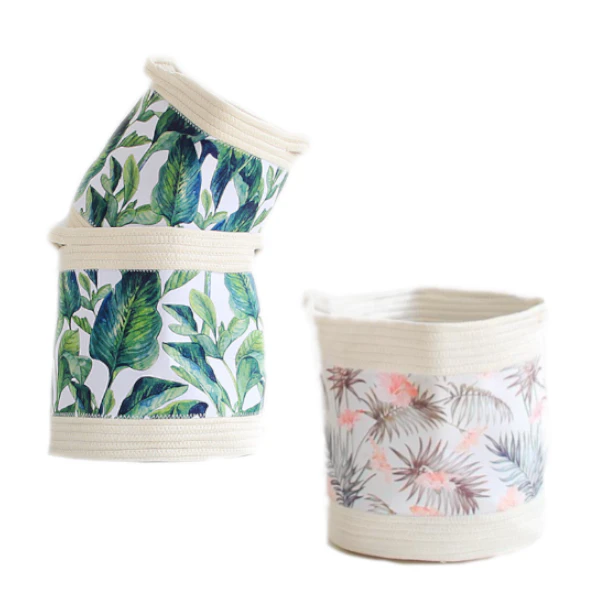 Tropical Woven Baskets Coastal Home Decor Storage - Tropical Leaf