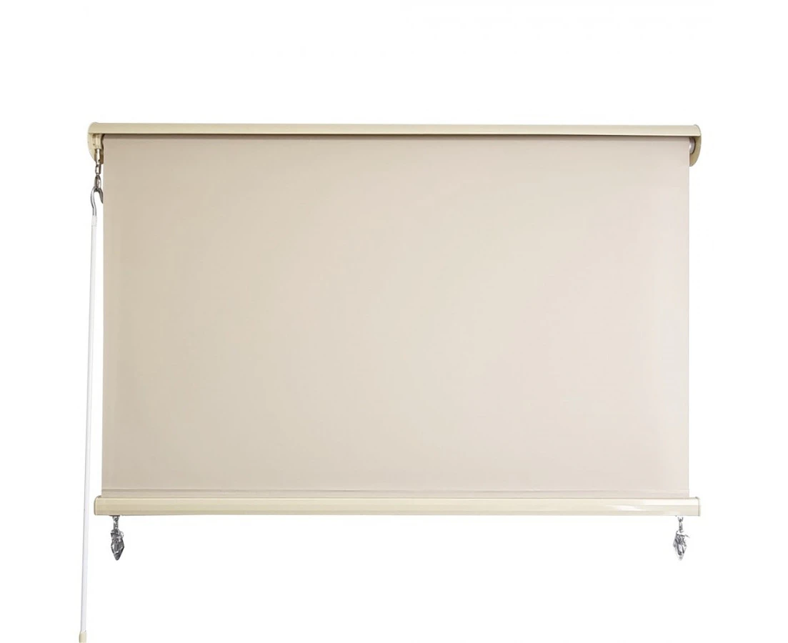 Outdoor Roller Blind Sun Screen Awning With Aluminium Hood - Cream