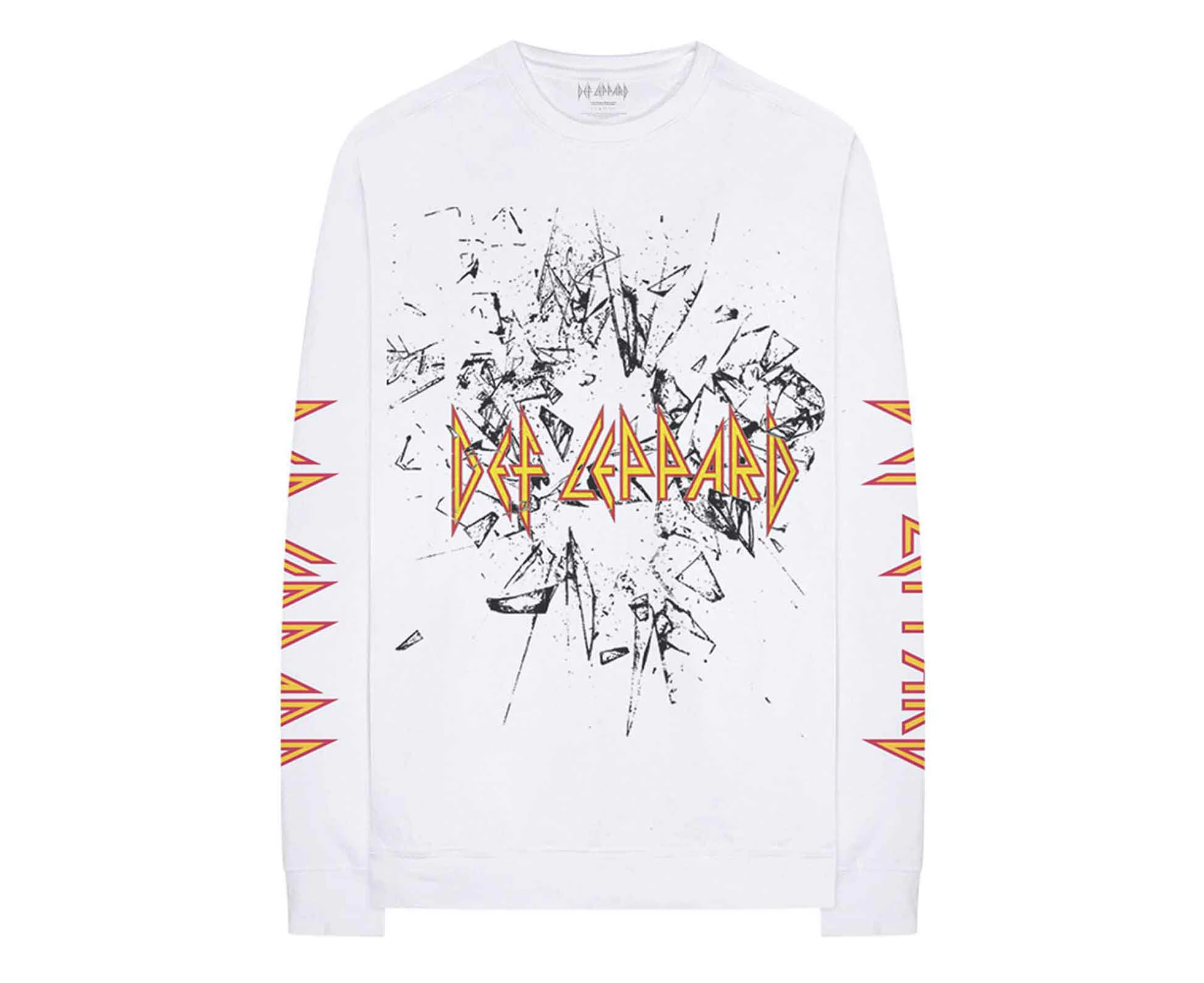 Def Leppard T Shirt Shatter Band Logo  Official  Long Sleeve Unisex - White