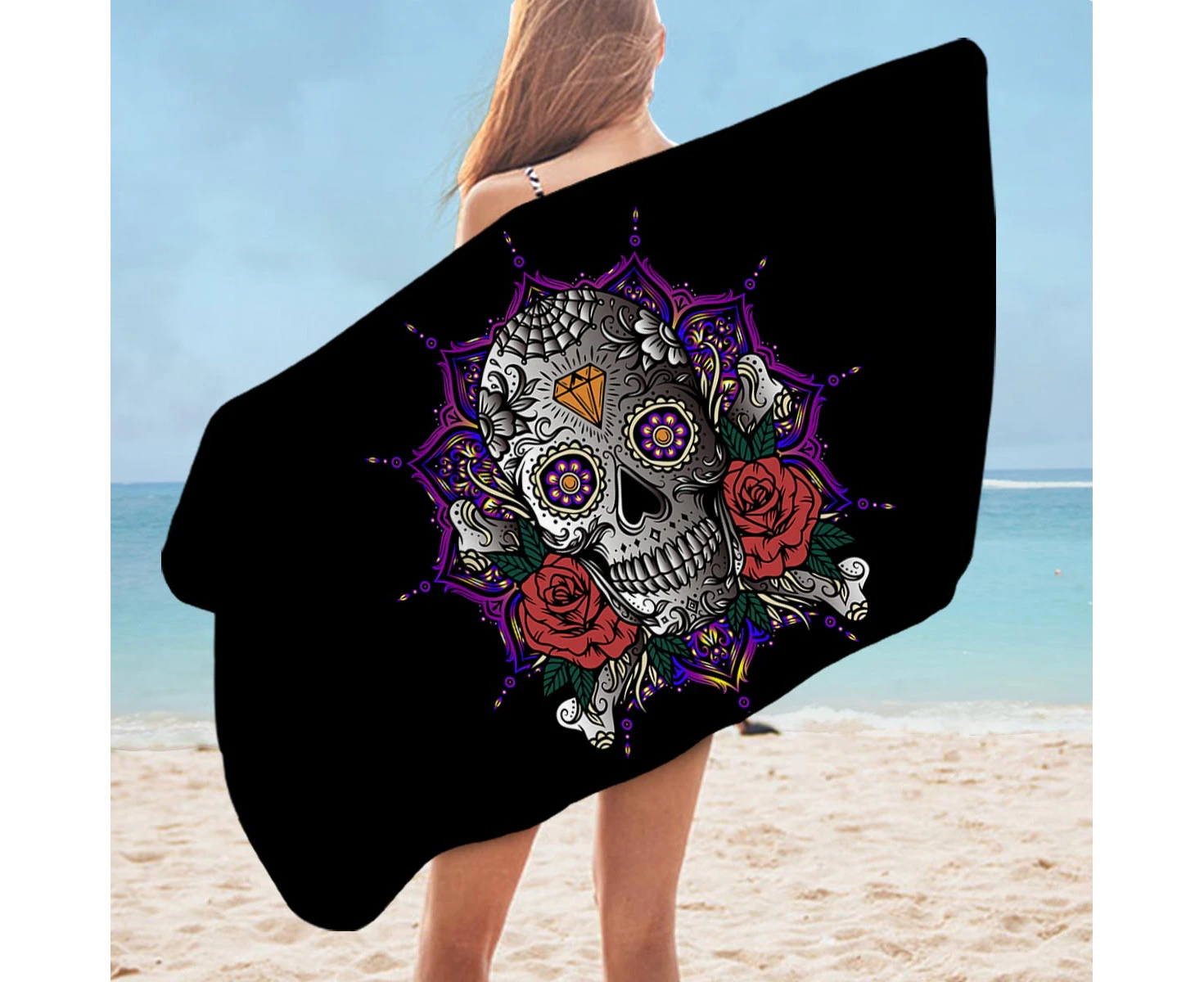 Diamond Skull Microfiber Beach Towel