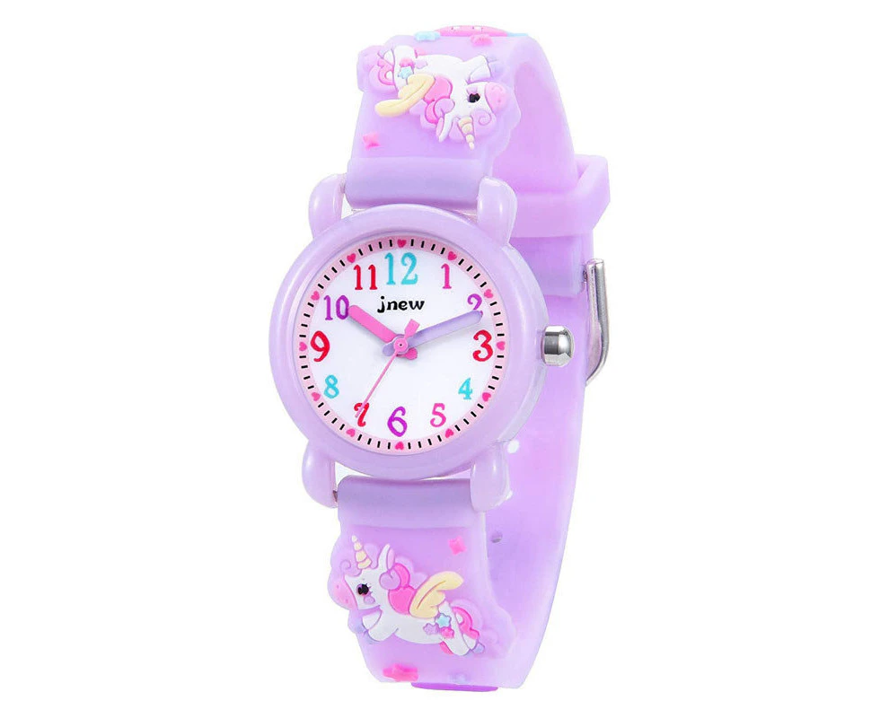 WIWU 3D Cartoon Kids Waterproof Silicone Watch for 3-10 Year-Light Purple