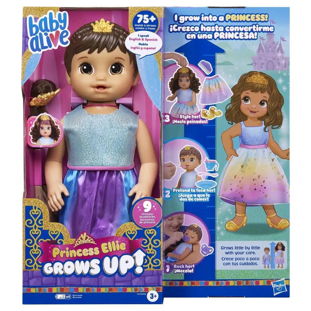 Baby Alive Princess Ellie Grows Up! Doll 45cm Growing Talking Baby Doll