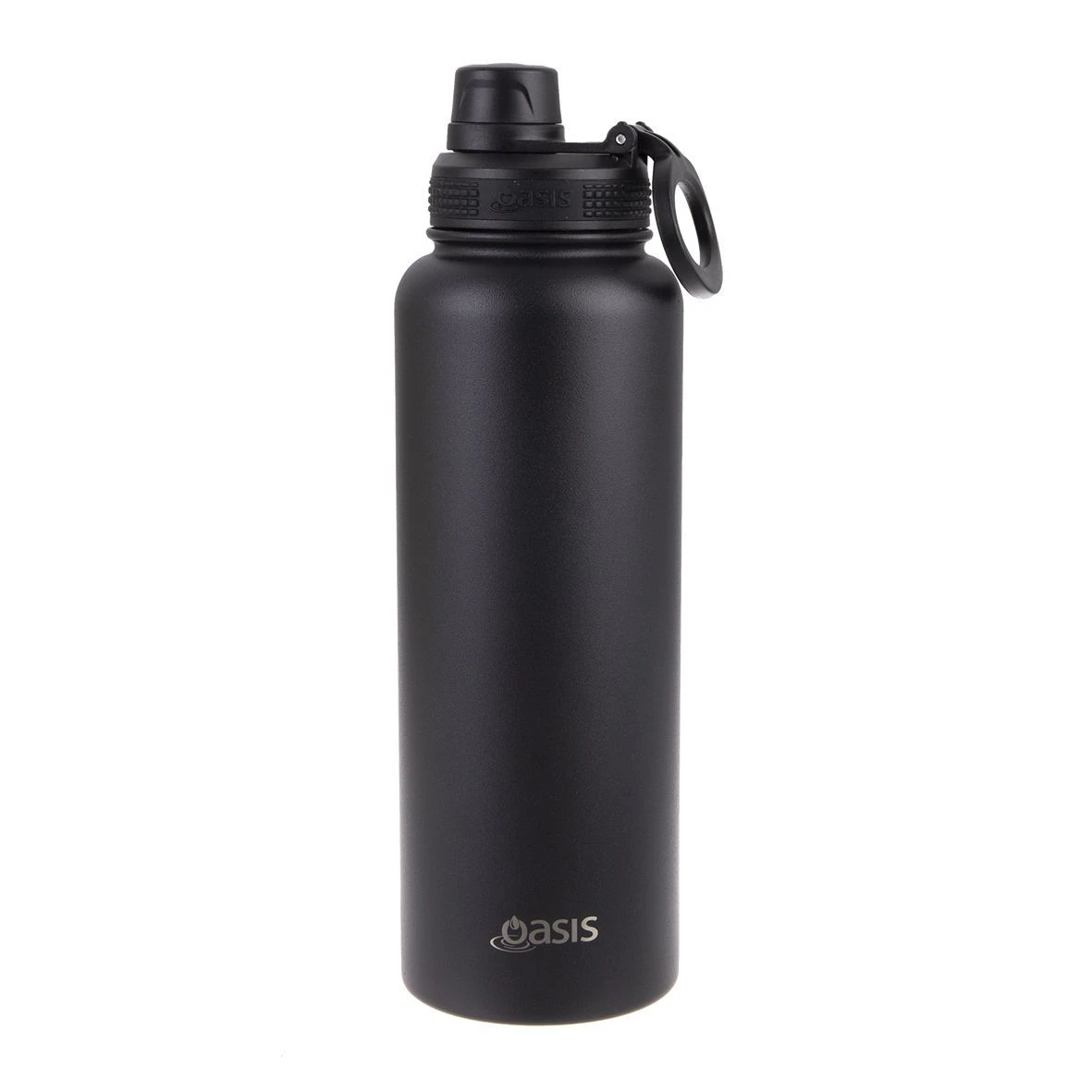 Oasis Stainless Steel Challenger Sports Bottle with Screw Cap 1.1L - Black