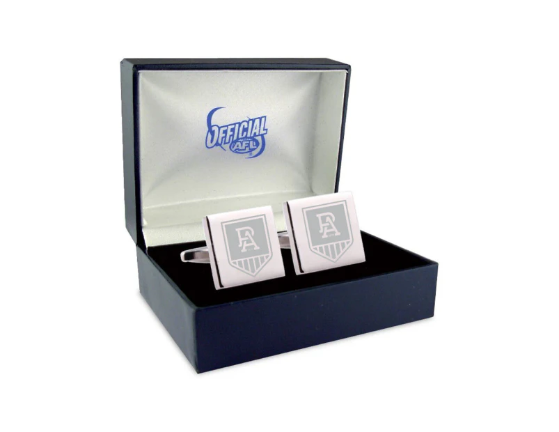 Port Adelaide Power Silver Etched Cufflinks