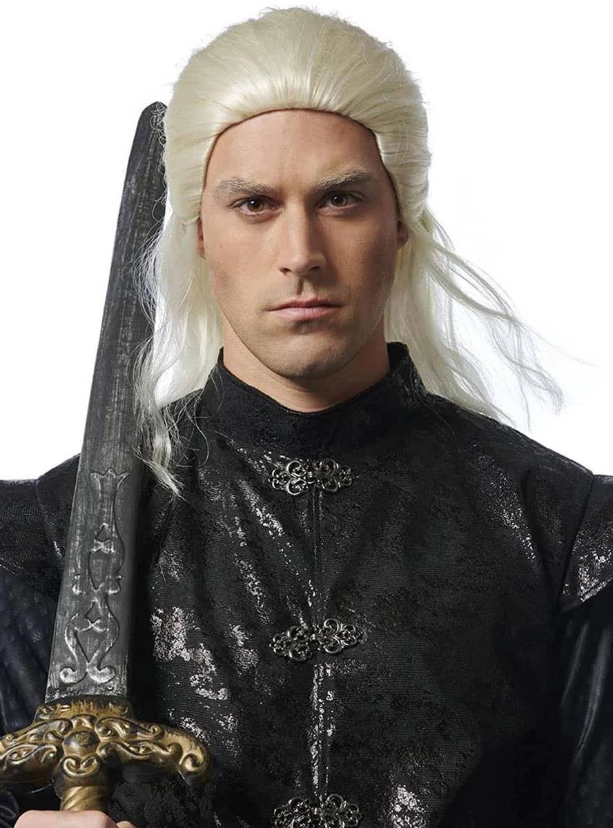 Ancient Prince Men's Platinum Targaryen Style Costume Wig - Genuine Costume Culture & New