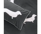 Dachshund Charcoal Quilt Cover Set by Bianca