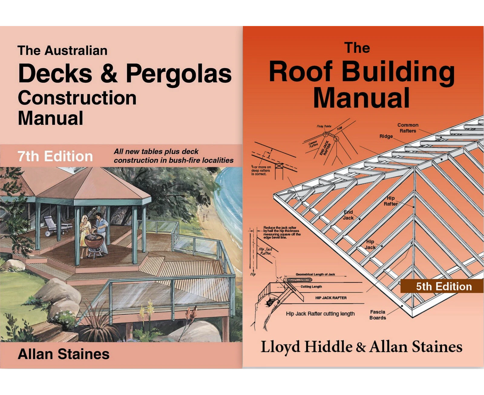 Decks & Pergolas Construction & Roof Building Manual 2 x Allan Staines Books