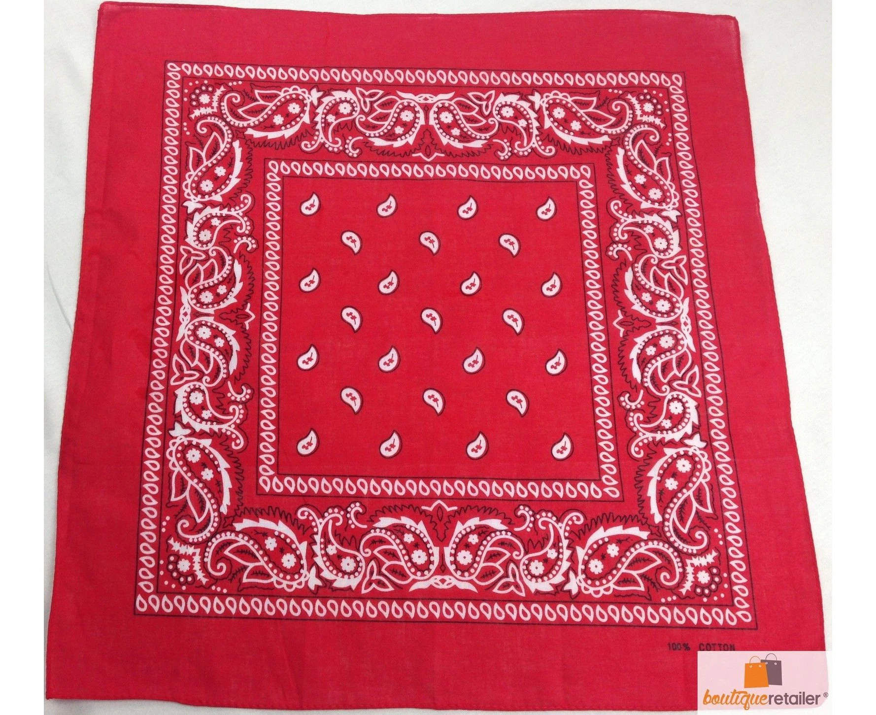 Bandana Paisley 100% Cotton Head Wrap Durag Bandanna Summer Biker Scarf Mask New - Red - Red Variant Size Value One Size Fits Most - Red