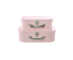 Set of 2 Suitcase Gift Boxes Hamper with Lid Pink Keepsake Storage Baby Shower