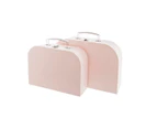 Set of 2 Suitcase Gift Boxes Hamper with Lid Pink Keepsake Storage Baby Shower