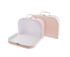 Set of 2 Suitcase Gift Boxes Hamper with Lid Pink Keepsake Storage Baby Shower