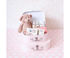 Set of 2 Suitcase Gift Boxes Hamper with Lid Pink Keepsake Storage Baby Shower