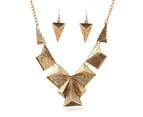 Fashion Exaggeration Necklace Jewellery Big Brand Jewelry Set Triangle Splicing Texture with Charms Necklace Earrings Set