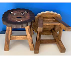 Kids Chair Wooden Stool Animal Lion Theme Children's Chair and Toddlers Stepping Stool.