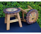 Kids Chair Wooden Stool Animal Lion Theme Children's Chair and Toddlers Stepping Stool.