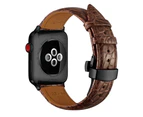 WIWU Crocodile Leather Watch Band Black Metal Buckle For Apple Watch 5/4/3/2/1-Brown