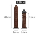 WIWU Crocodile Leather Watch Band Black Metal Buckle For Apple Watch 5/4/3/2/1-Brown