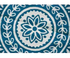 Pushpa Blue and White Floral Recycled Plastic Outdoor Rug 180cm Diameter