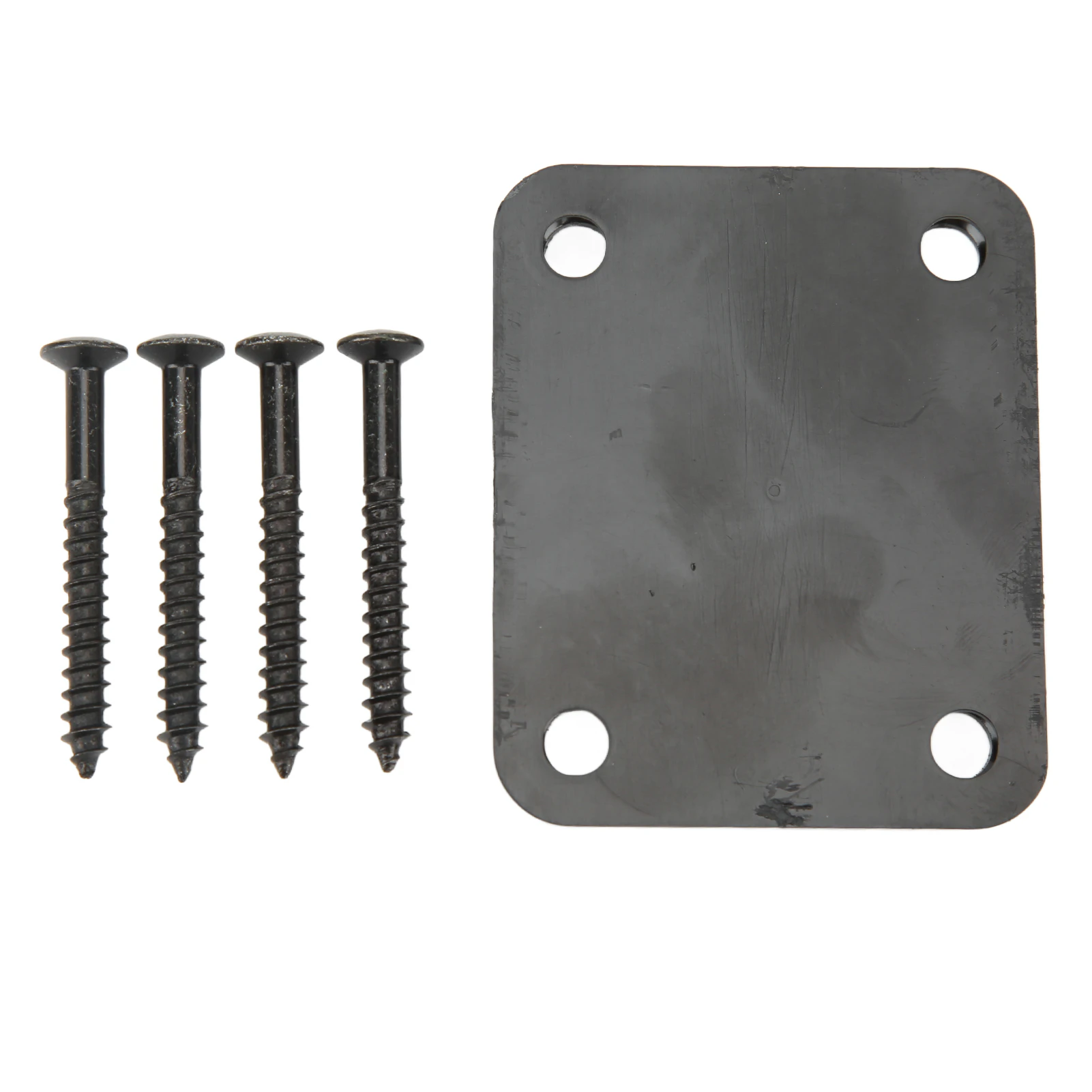 Electric Guitar Neck Plate Square Metal Back Mounting 4 Holes With Screws Bass Parts Black