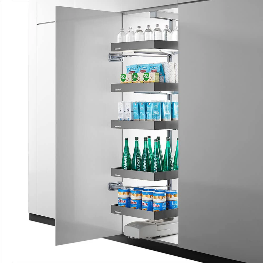 HIGOLD Shearer Space Pull Out Tower Pantry Unit with Soft Close - 600mm Cabinet - 1720 to 2020mm Adjustable Height - 5 Trays