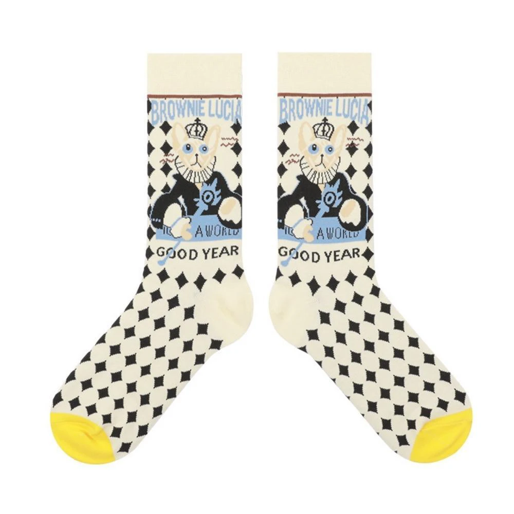 Vintage Cat King Crew Socks