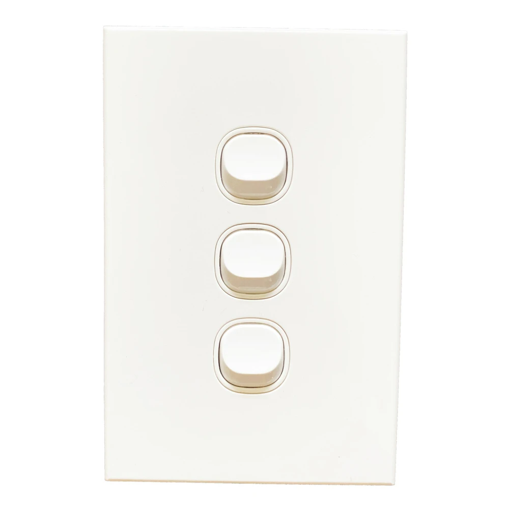 3A AU 3 Gang Wall Switch  SAA  Slim  White - Triple