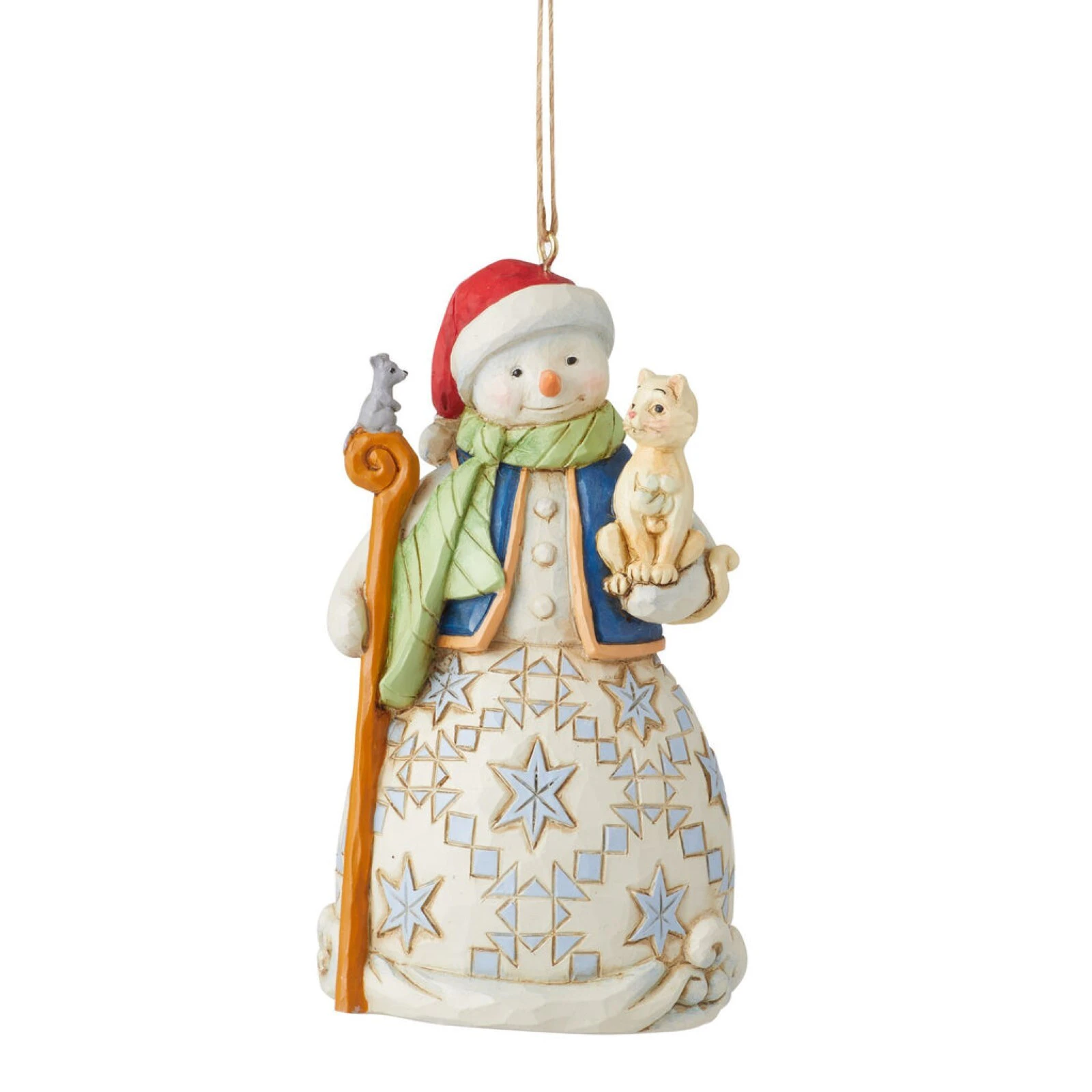 Jim Shore Heartwood Creek Snowman with Cat Hanging Christmas Ornament