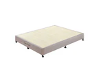 Mattress Base Ensemble King Size Solid Wooden Slat in Beige with Removable Cover