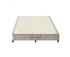 Mattress Base Ensemble King Size Solid Wooden Slat in Beige with Removable Cover