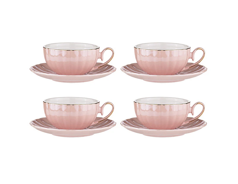 4pc Ashdene Parisienne Pearl Tea/Coffee Latte Mug Cup & Saucer Set Marshmallow