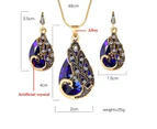 European and American Retro Jewelry Set Alloy Phoenix Peacock Crystal Pendant Necklace Earrings Set with Birthstones for Women