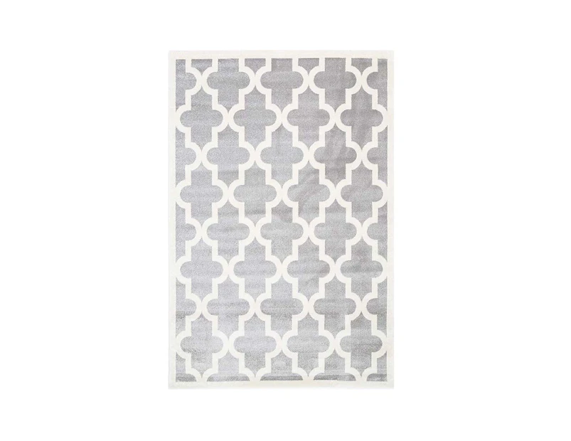 Lattice Pattern Grey White Rug