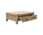 Coffee Tables Coffee Table Solid Acacia Wood & Veneer 1 Drawers Storage Oak Colour