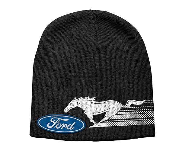 Ford Mustang Kids Woven Patch with Printed Logo Beanie Warm Hat