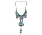 European Retro Exaggeration Necklace National Style Turquoise Long Pendant Sweater Chain Necklace for Women