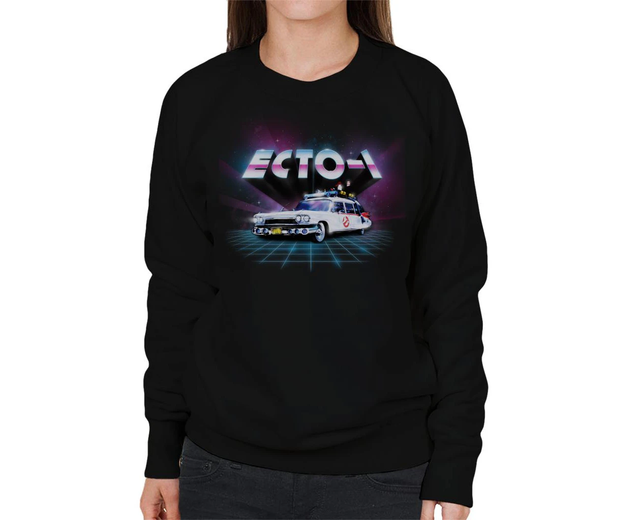 Ghostbusters ECTO 1 Retro 80's Women's Sweatshirt - Black