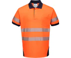 Portwest PW3 Hi-Vis Breathable Polo Shirt S/S Men's - Orange-navy