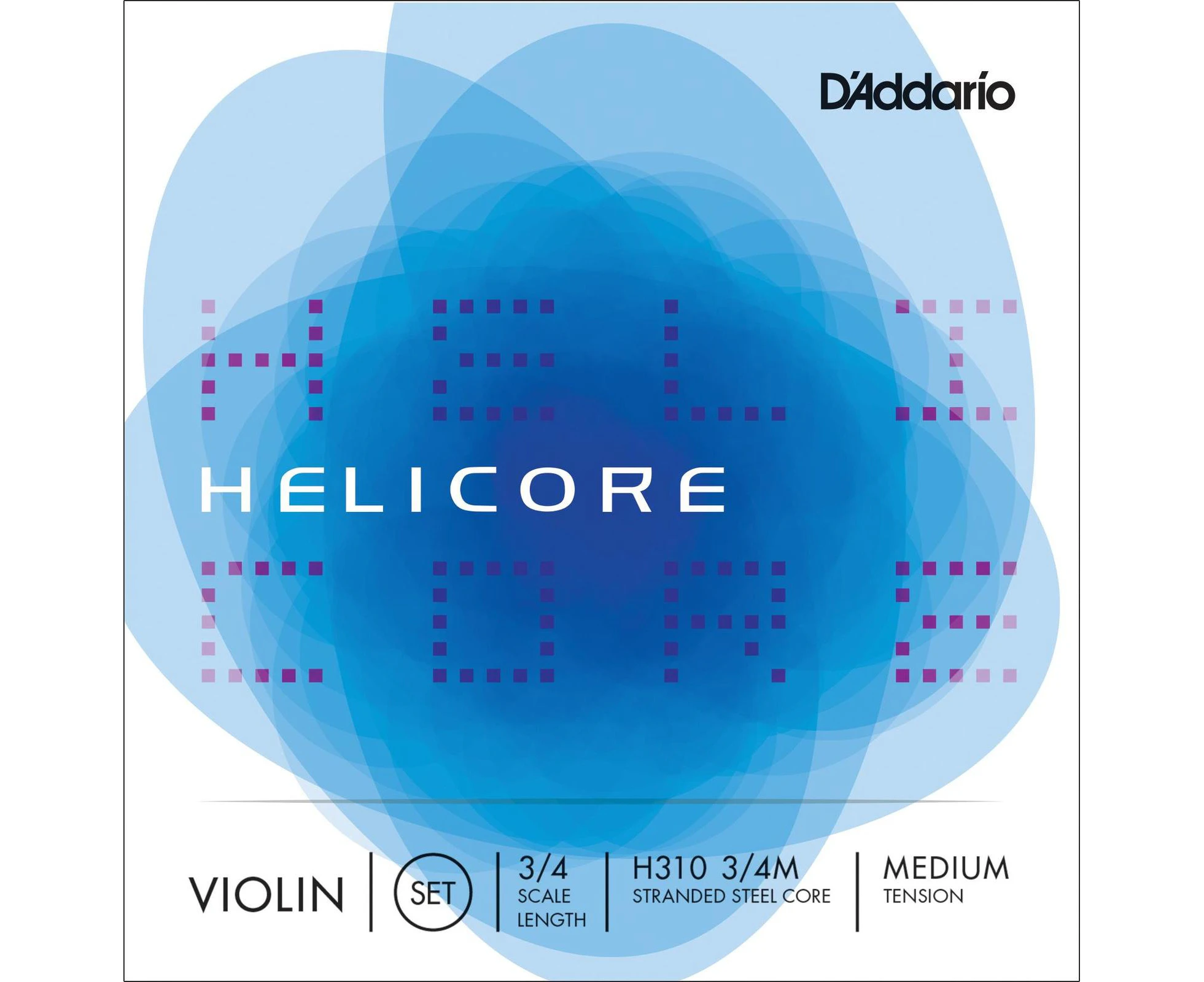 D'Addario Helicore Violin String Set, 3/4 Scale, Medium Tension