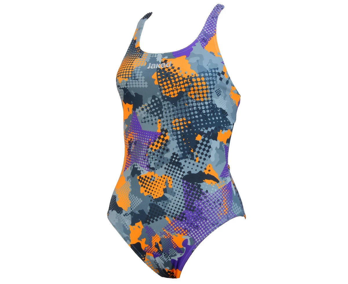 Jaked Womens Teknocamou One-Piece Swimsuit - Purple